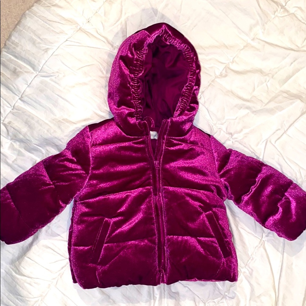Purple Velvet Toddle Puff Coat
